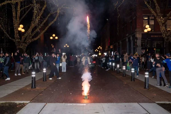 Seattle Seahawks fans celebrate Super Bowl win