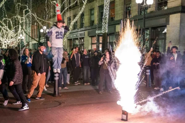 Seattle Seahawks fans celebrate Super Bowl win