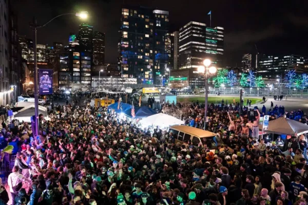 Seattle Seahawks fans celebrate Super Bowl win