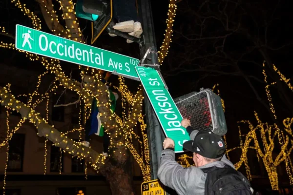 Seattle Seahawks fans celebrate Super Bowl win